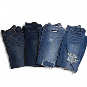 Lot of 4 American Eagle Women’s Skinny Jeans Size 4 Ankle Destroyed High Rise